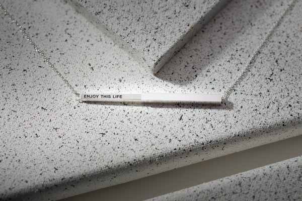 Enjoy This Life Hidden Affirmation Message Necklace In Silver Finish by My Focus Jewelry
