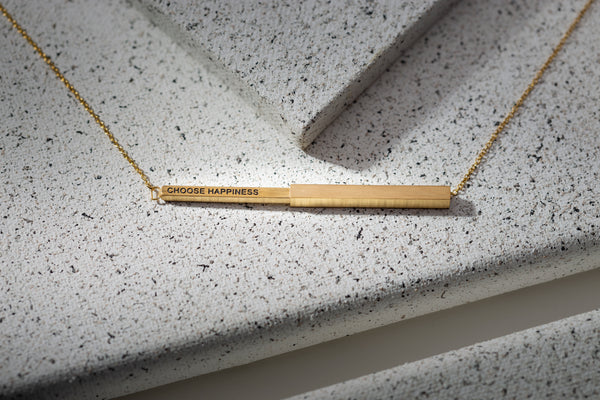Choose Happiness Hidden Affirmation Message Necklace In Gold Finish by My Focus Jewelry