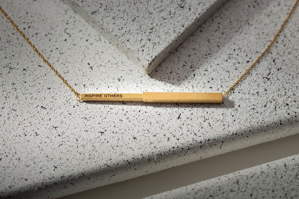 Inspire Others Hidden Affirmation Message Necklace In Gold Finish by My Focus Jewelry