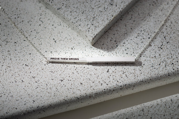 Prove Them Wrong Hidden Affirmation Message Necklace In Silver Finish by My Focus Jewelry